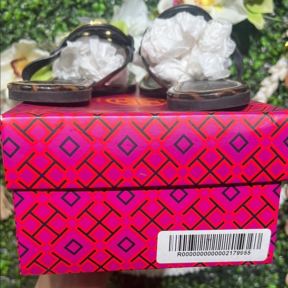 Tory Burch RT: $248 Metal Miller Barbados Leopard sandals Slipper size 8 - Picture 7 of 9